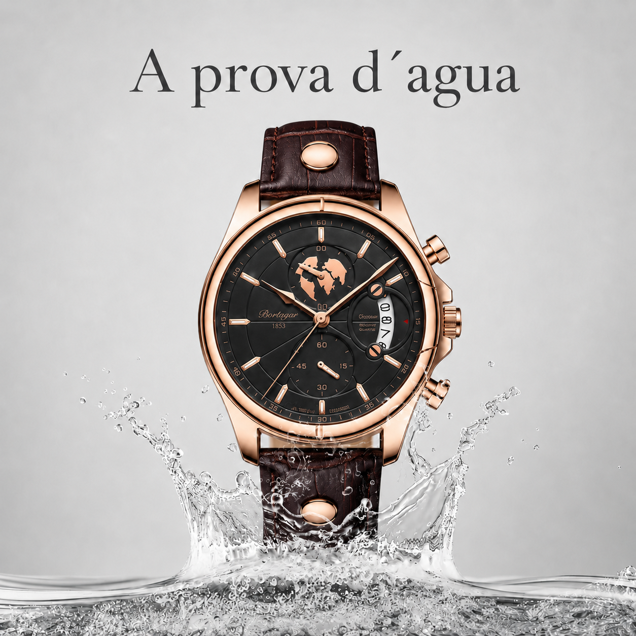 Relógio de Couro Masculino Rivage - Pulseira Marrom