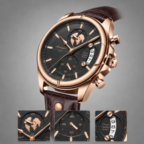 Relógio de Couro Masculino Rivage - Pulseira Marrom