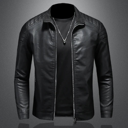 Jaqueta Masculina em Couro Genuíno - Black Shield