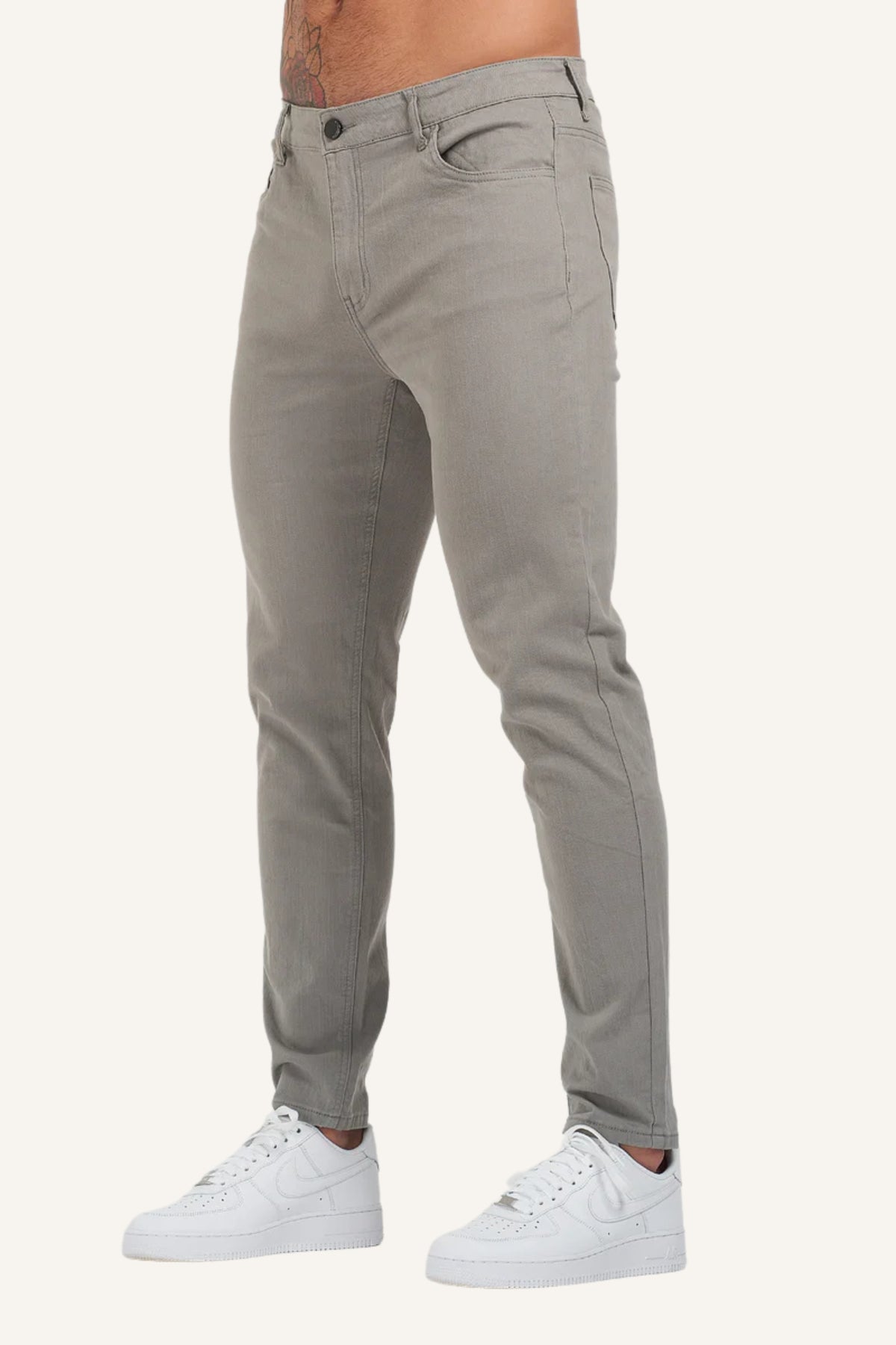 Calça de Sarja Masculina Slim Fit Cinza Heritage