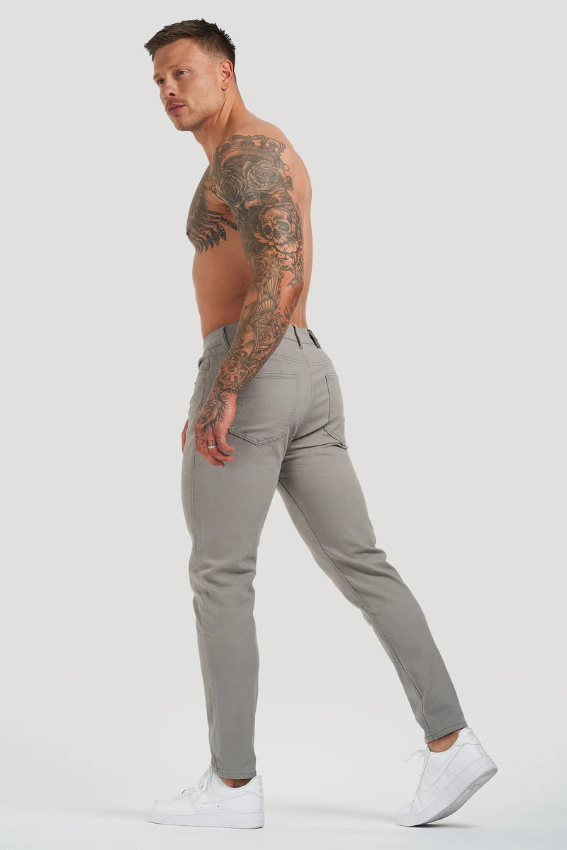 Calca de Sarja Masculina Slim Fit Cinza Heritage