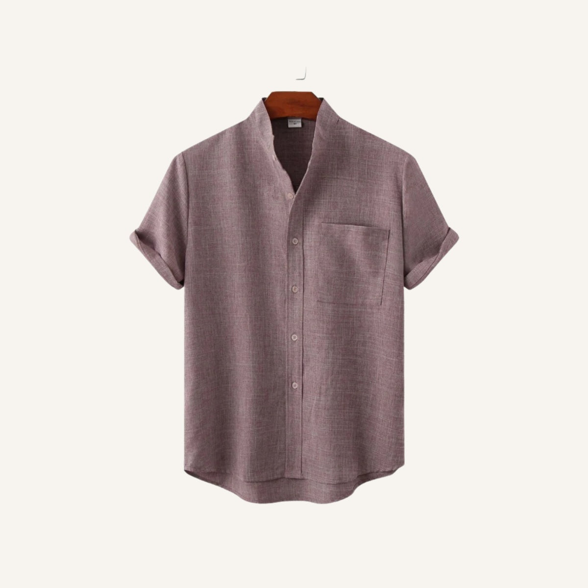Camisa Casual Masculina Gola Padre Beaumont com bolso frontal roxo
