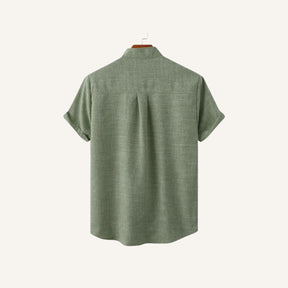 Camisa Casual Masculina Gola Padre Beaumont com bolso frontal verde