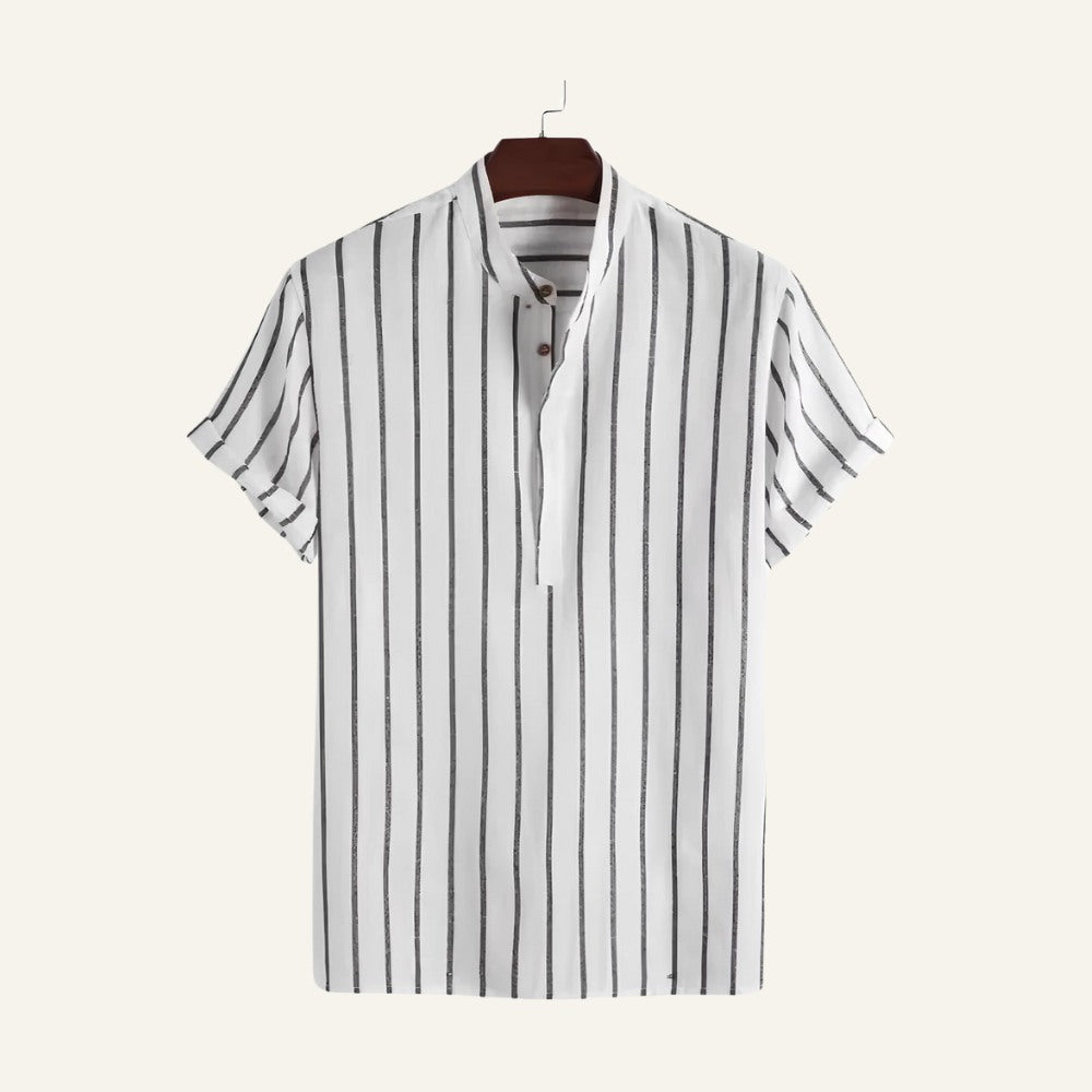 Camisa Masculina Listrada Old Money Carvell Branca