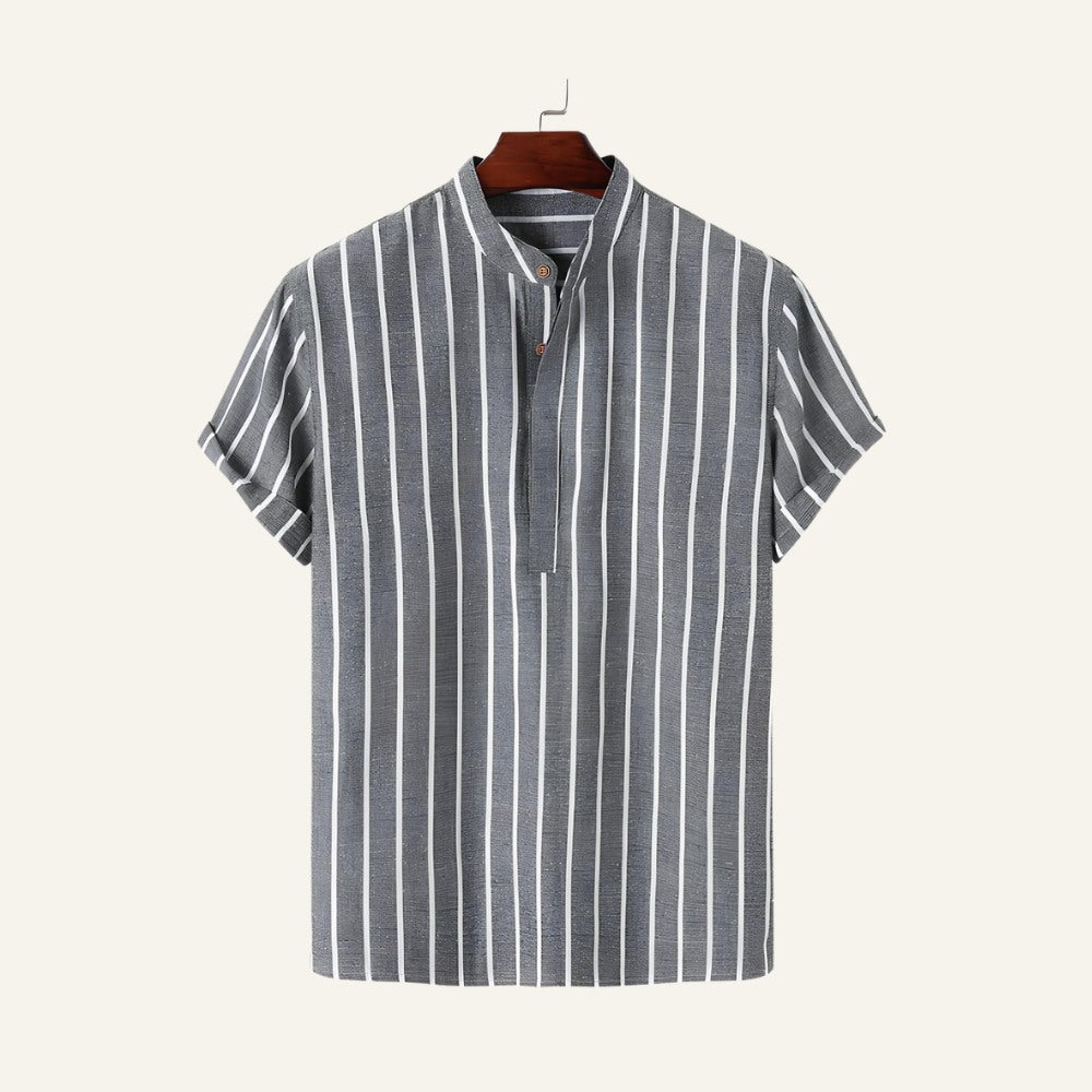 Camisa Masculina Listrada Old Money Carvell Cinza