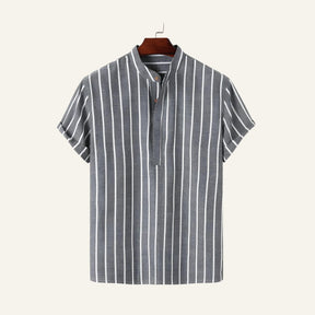 Camisa Masculina Listrada Old Money Carvell Cinza