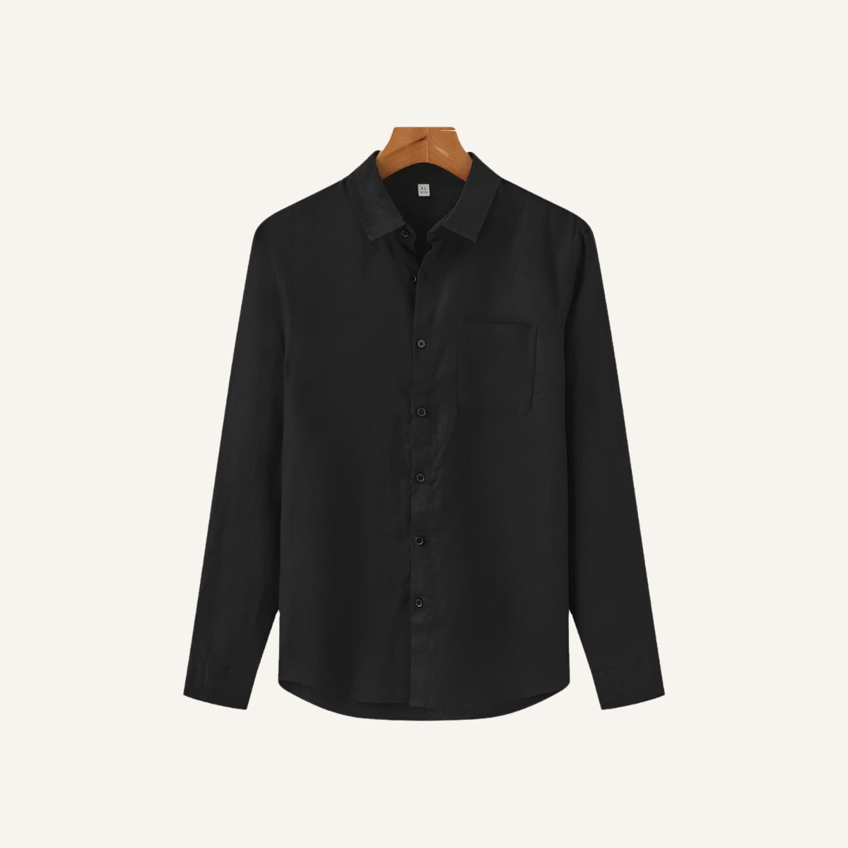 Camisa Masculina de Linho 100% Manga Longa Milford preto
