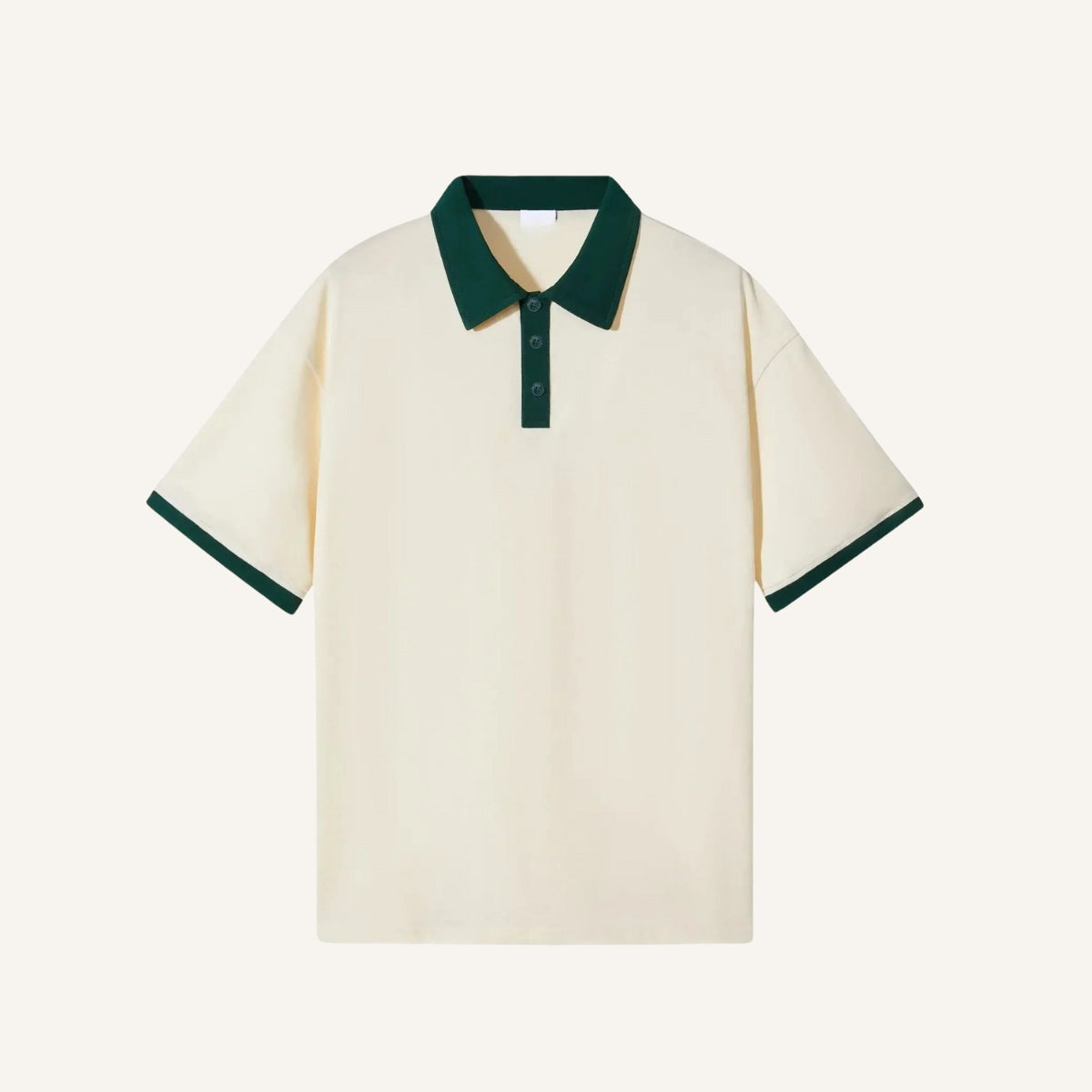 Camisa Polo Lisa de Algodão Vittore Off White e verde