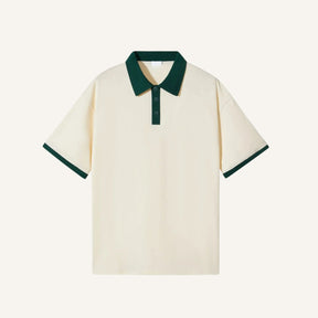 Camisa Polo Lisa de Algodão Vittore Off White e verde