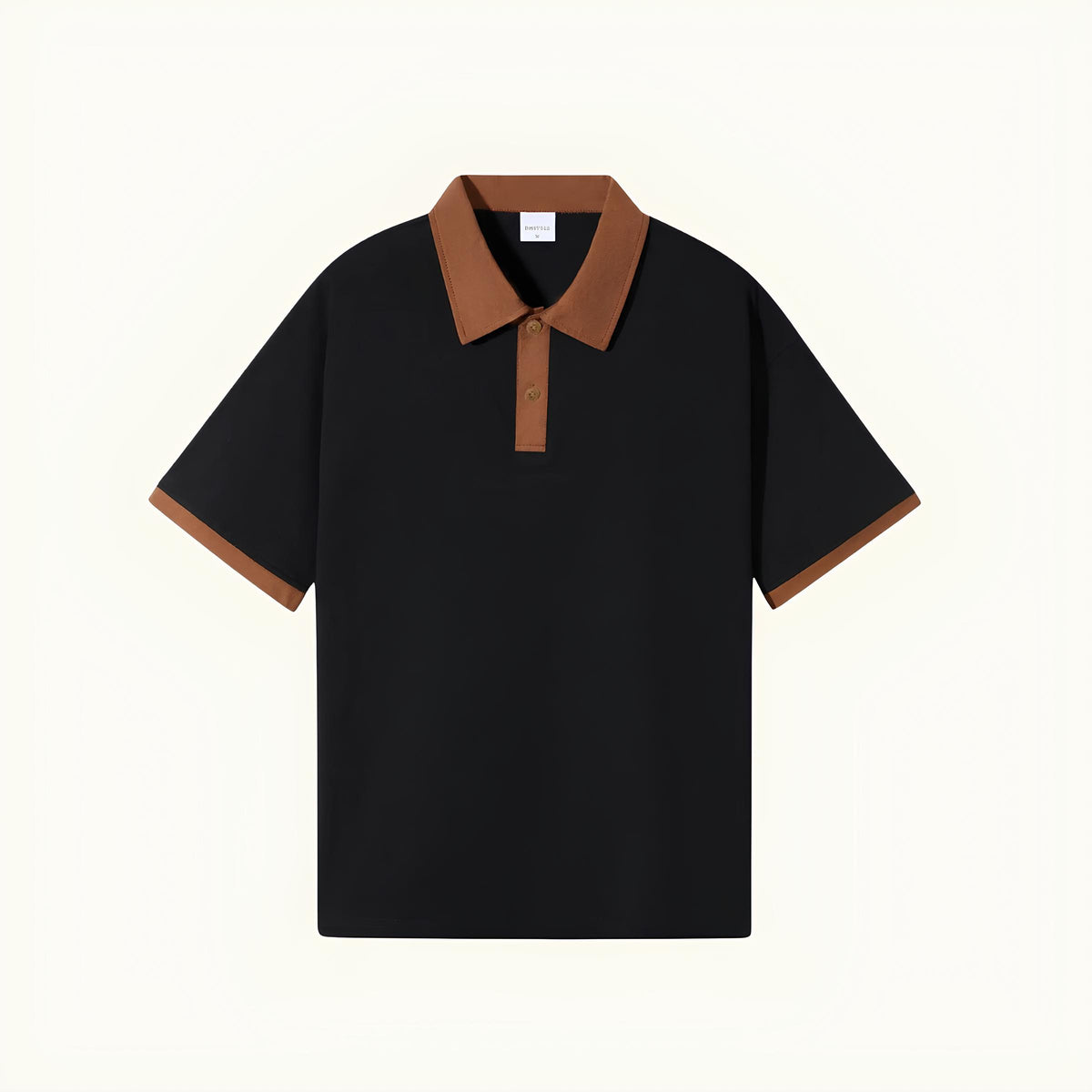 Camisa Polo Lisa de Algodao Vittore preto e marrom