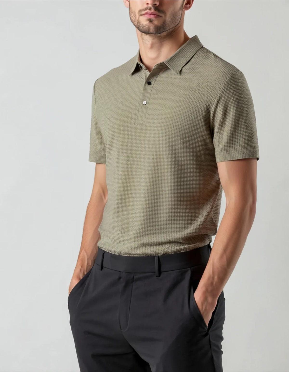 Camisa Polo Masculina Arrevier Tecnologia Anti Amassado verde claro 