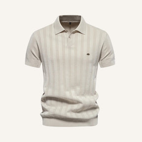 Camisa Polo Masculina Listrada Romero bege