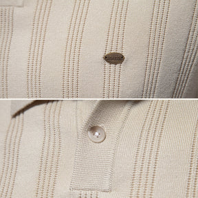 Camisa Polo Masculina Listrada Romero bege