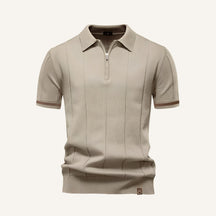 Camisa Polo Masculina Meio Ziper Vissori bege