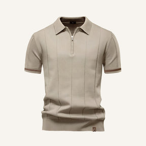 Camisa Polo Masculina Meio Ziper Vissori bege