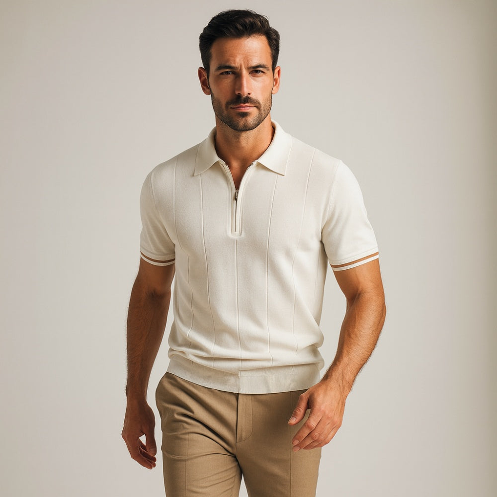 Camisa Polo Masculina Meio Ziper Vissori branco