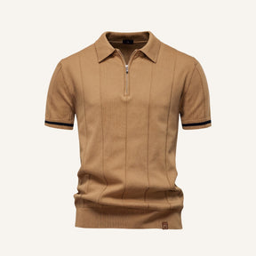 Camisa Polo Masculina Meio Ziper Vissori marrom claro
