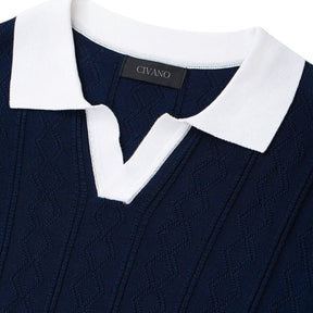 Tecido Camisa Polo Masculina Old Money La Martine azul marinho
