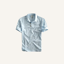 Camisa Polo Masculina de Linho Salerno Azul Claro
