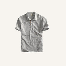 Camisa Polo Masculina de Linho Salerno Cinza Claro