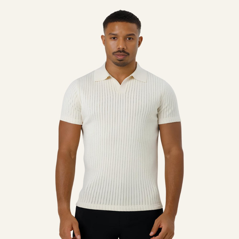 Camisa Polo Masculina de Malha Old Money Saville Branca