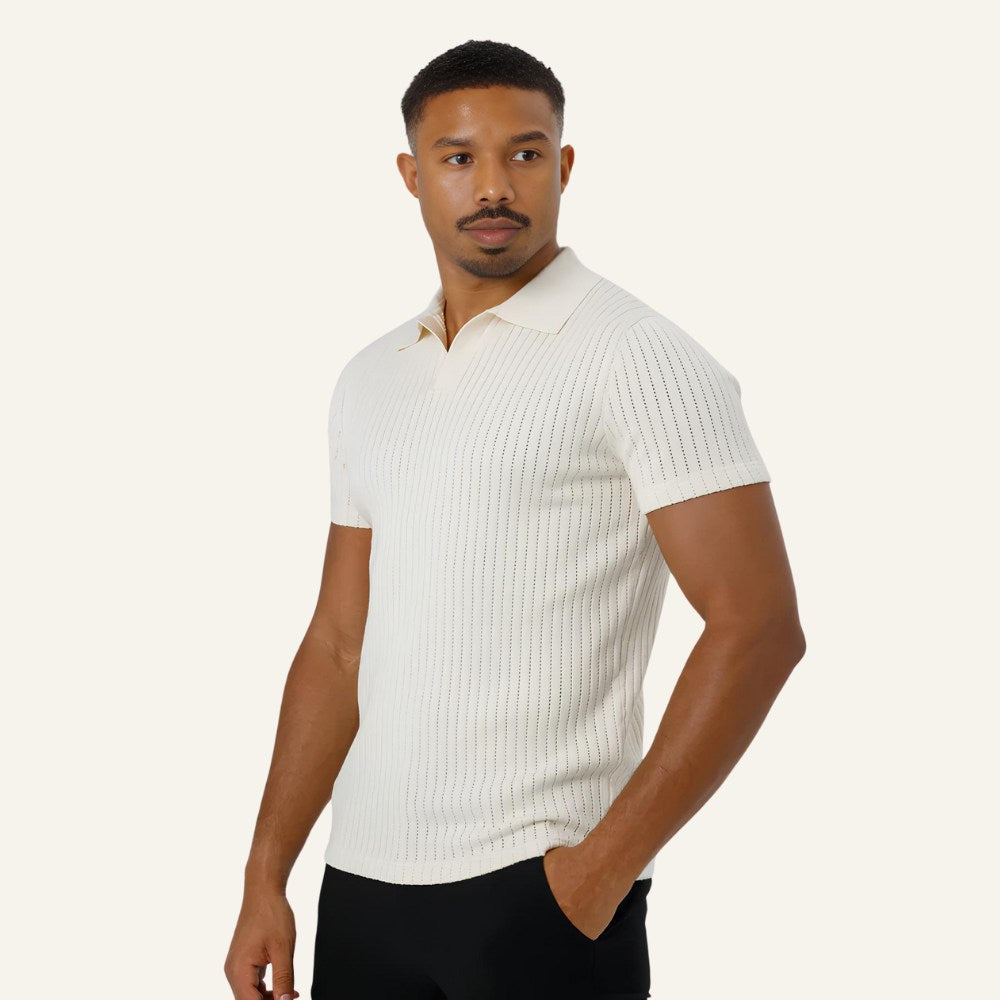 Camisa Polo Masculina de Malha Old Money Saville Branca