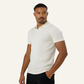 Camisa Polo Masculina de Malha Old Money Saville Branca