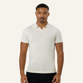 Camisa Polo Masculina de Malha Old Money Saville Branca