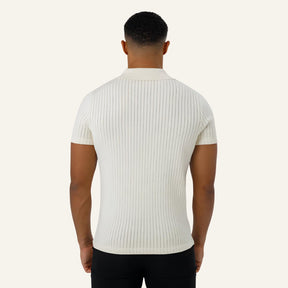 Camisa Polo Masculina de Malha Old Money Saville Branca