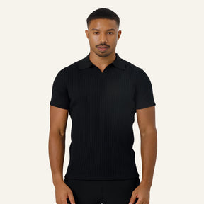 Camisa Polo Masculina de Malha Old Money Saville Preta