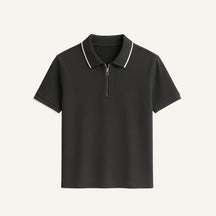 Camisa Polo com Ziper Old Money Manttan cinza escuro