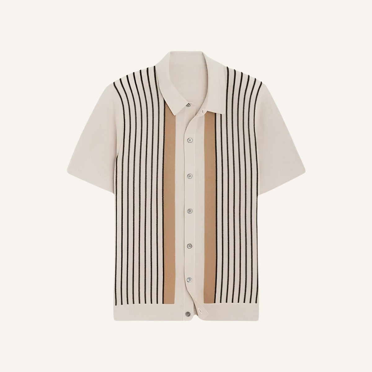 Camisa Polo de Tricô Listrada Montelle Creme