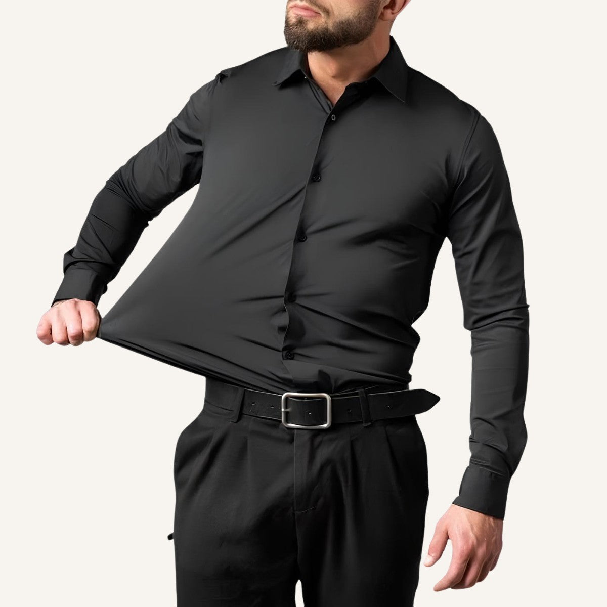 Camisa Social Lisa Anti Amassado e Anti Odor preta
