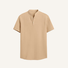 Camisa de Linho Listrada Old Money Richelieu bege
