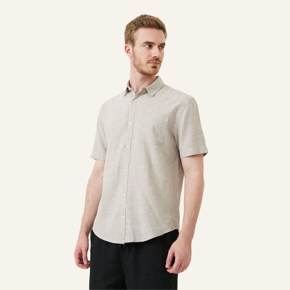 Camisa de Linho Masculina Old Money Milford Bege