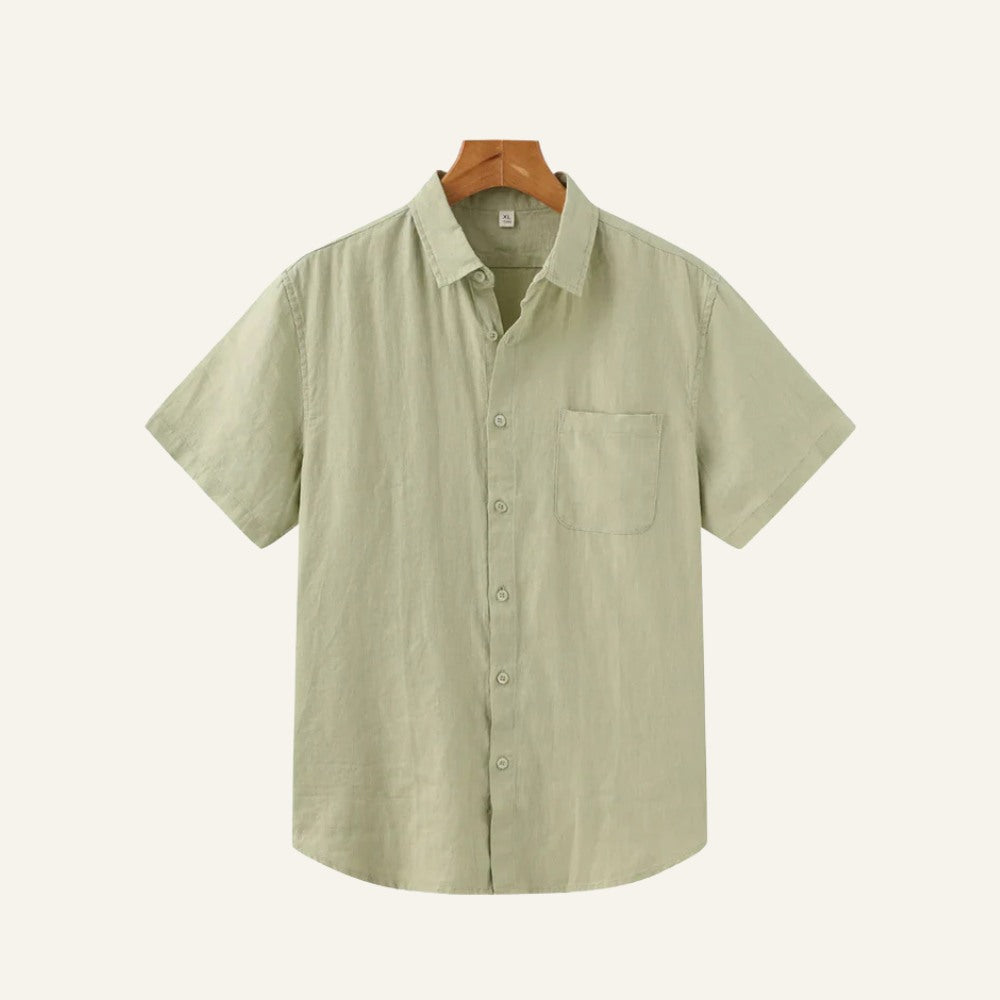 Camisa de Linho Masculina Old Money Milford Verde claro