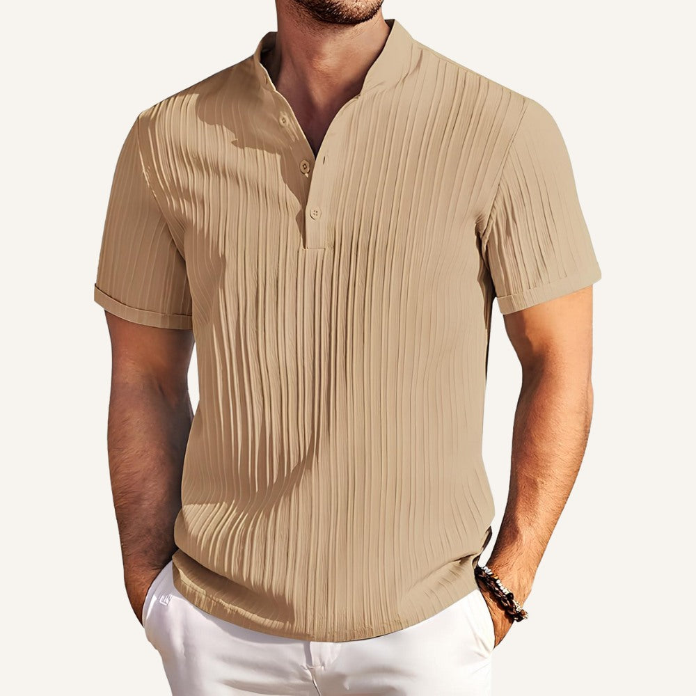 Camisa de Linho Old Money Richelieu Branca Caqui