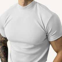 Camiseta Canelada Masculina Gola Alta Clarence Branca