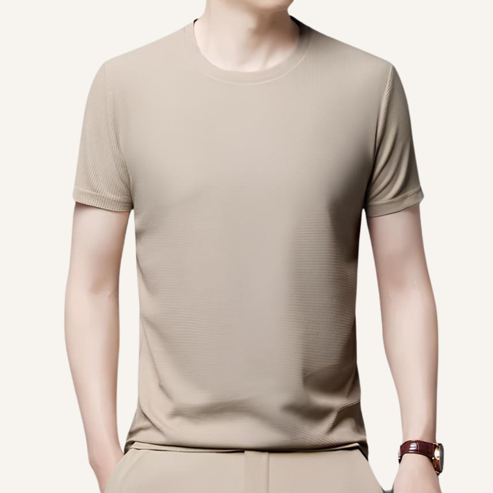 Camiseta Masculina Old Money Básica Texturizada Belmont Bege 7