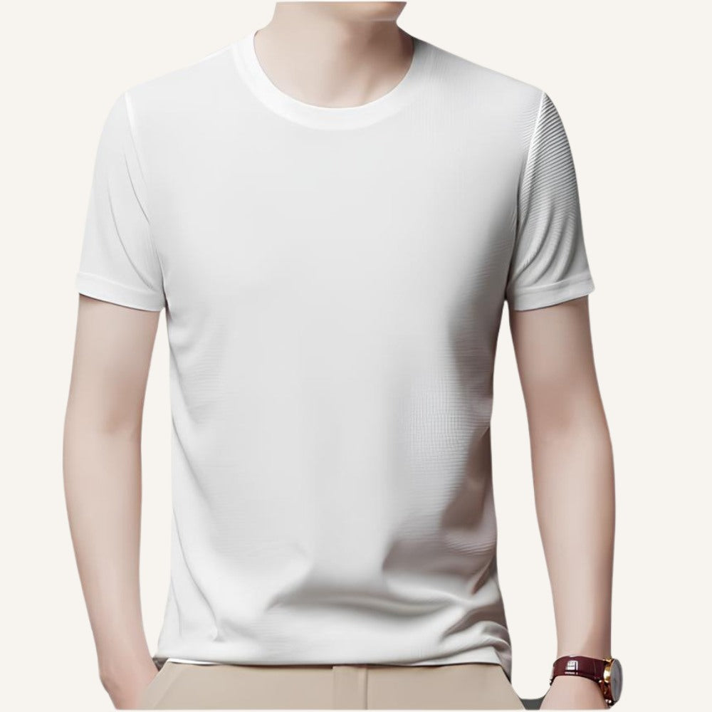 Camiseta Masculina Old Money Básica Texturizada Belmont Branca 2