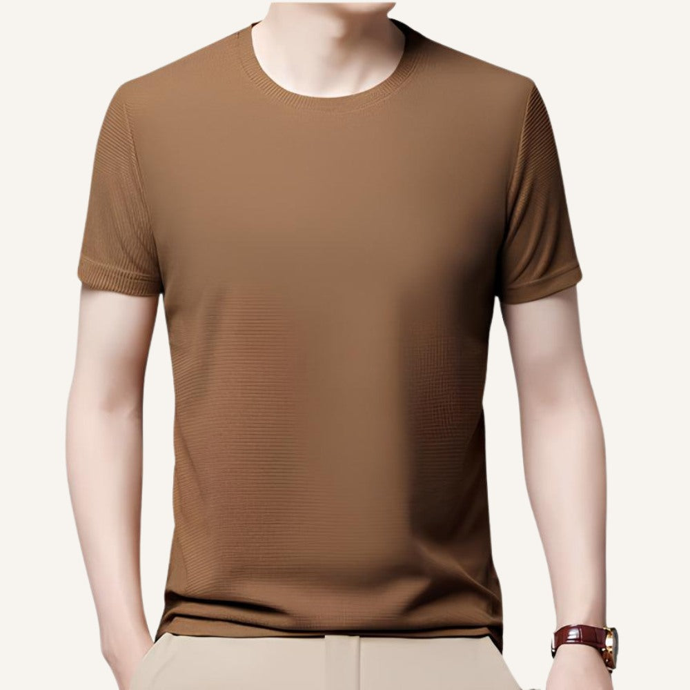 Camiseta Masculina Old Money Básica Texturizada Belmont Marrom 2