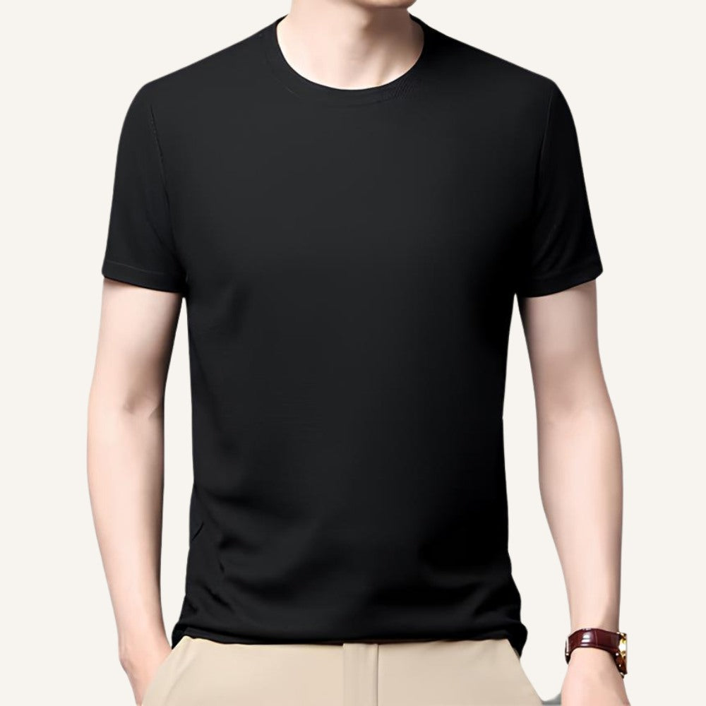 Camiseta Masculina Old Money Básica Texturizada Belmont Preta 2