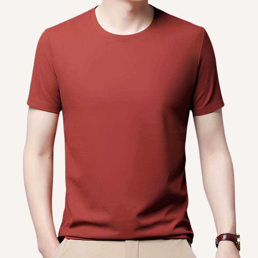 Camiseta Masculina Old Money Básica Texturizada Belmont Vermelha 2