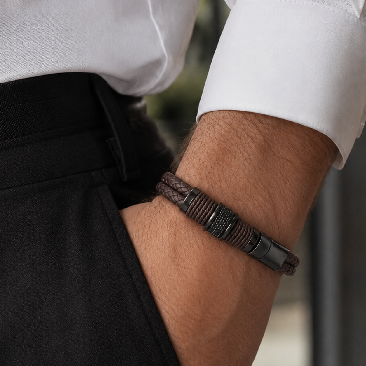 Pulseira de Couro Masculino Oston