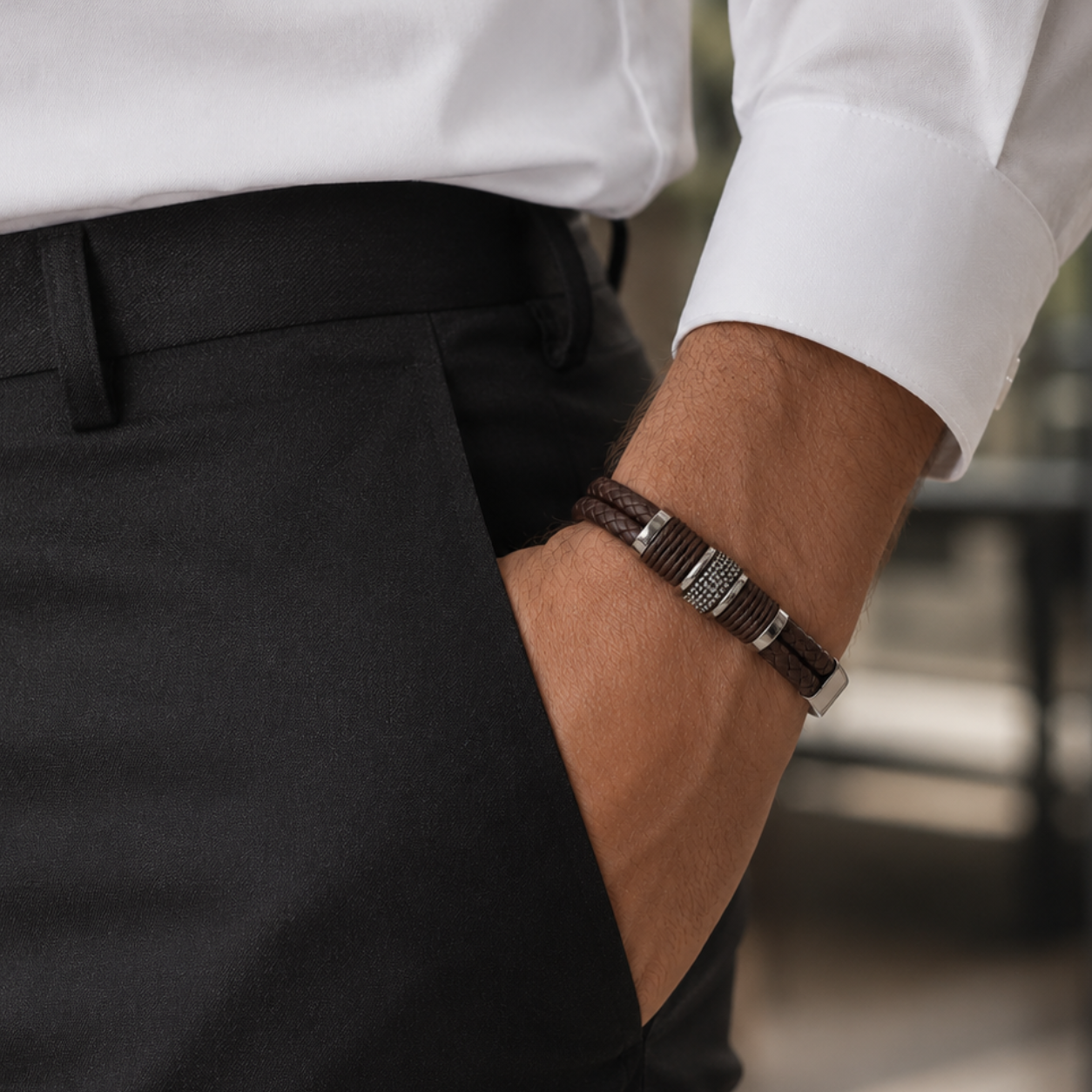 Pulseira de Couro Masculino Oston