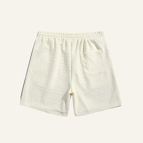Conjunto Masculino Short Old Money Jacquard Geometrik Bege