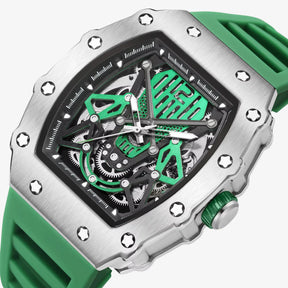 Relógio Masculino Luxo Skeleton Verde