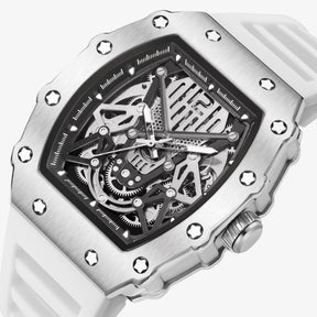 Relógio Masculino Luxo Skeleton Branco