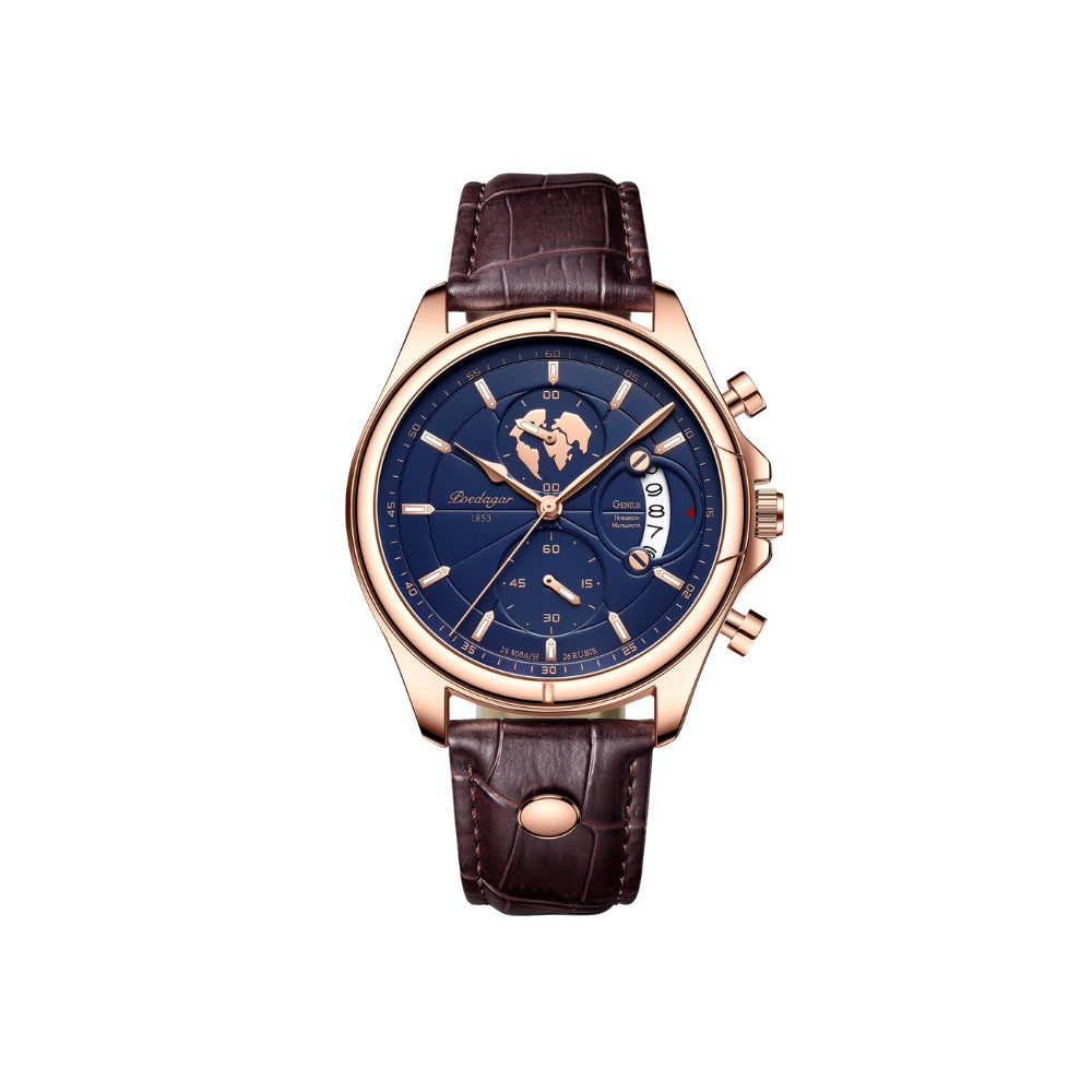 Relógio de Couro Masculino Rivage - Pulseira Marrom