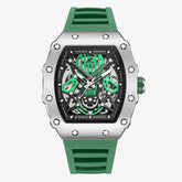 Relógio Masculino Luxo Skeleton Verde